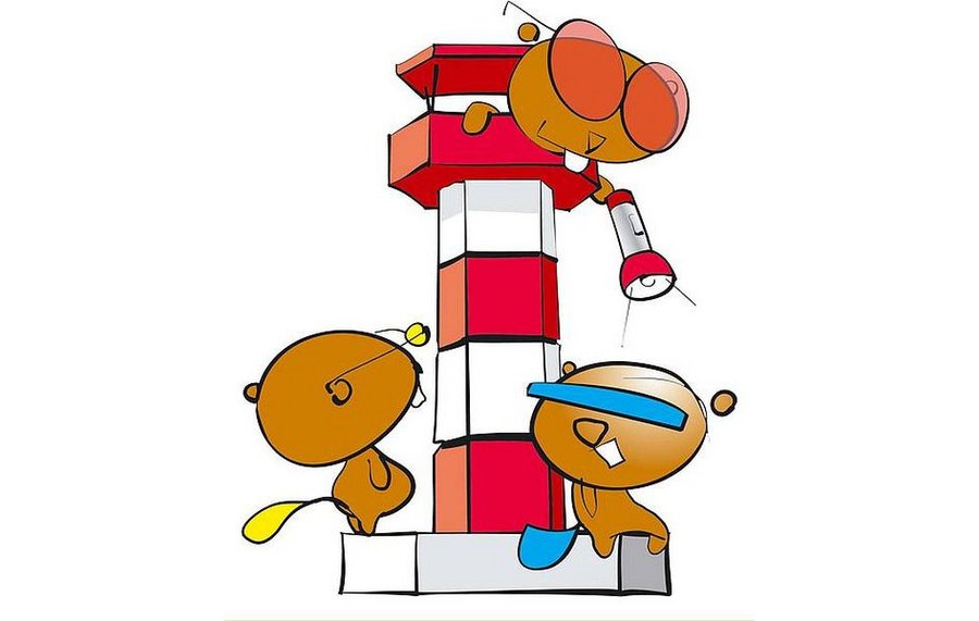 Illustration Optikpark-Biber am Leuchtturm
