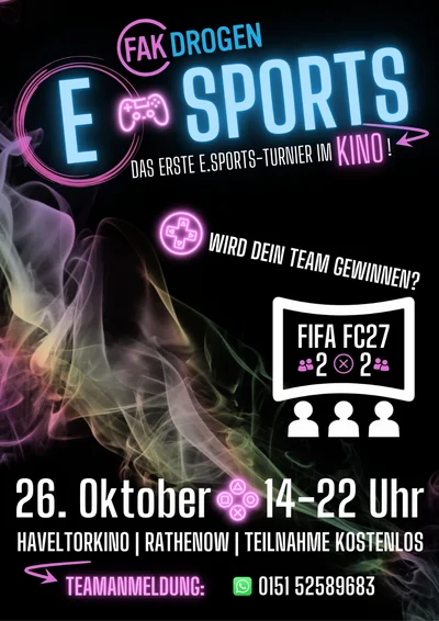 E-Sports - das erste Turnier im Kino!! Jetzt dein Team anmelden.