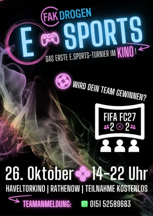 E-Sports - das erste Turnier im Kino!! Jetzt dein Team anmelden.