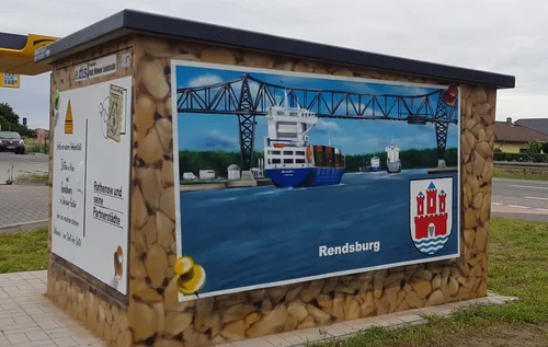 Trafostation mit Bild von Rendsburg