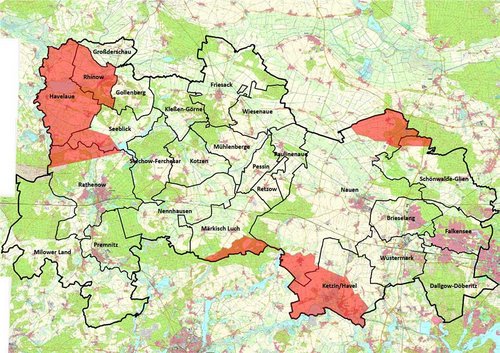 Gebiete zur Beprobung bei Bejagung im Landkreis Havelland Gebiete zur Beprobung bei Bejagung im Landkreis Havelland