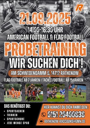American Football & Flag Football – Probetraining in Rathenow