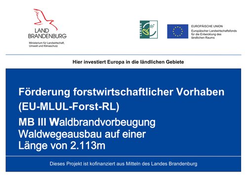 Hinweisschild auf ein Förderprojekt mit EU-Finanzierung