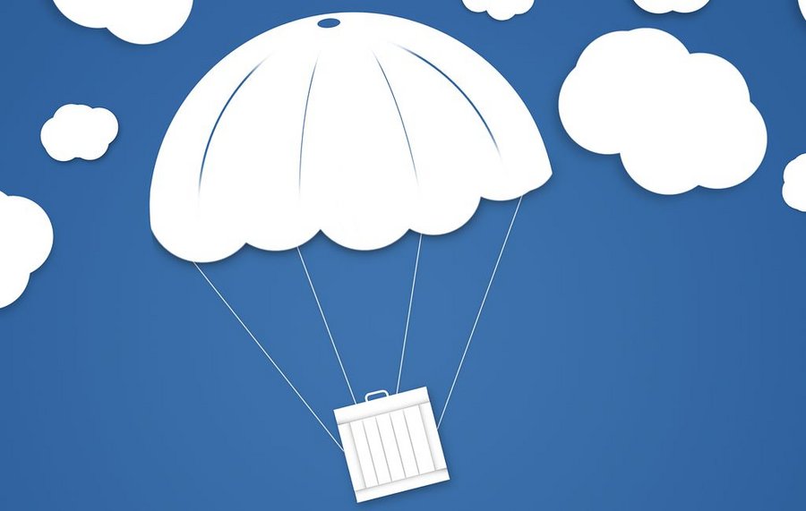 Grafik eines Freiluftballons am Himmel