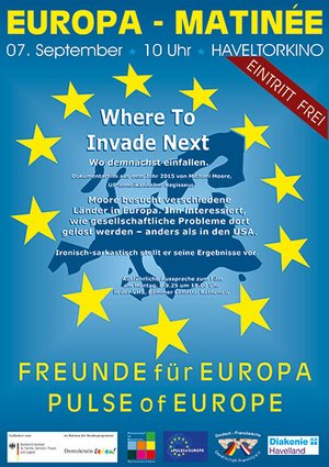 Europa-Matinée mit dem Film „Where To Invade Next"“ Europa-Matinée mit dem Film „Where To Invade Next"“